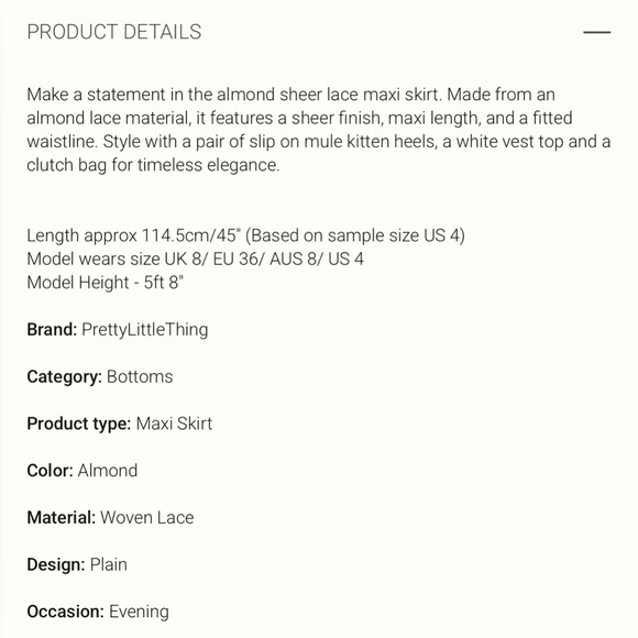 Pretty Little Thing ALMOND SHEER LACE MAXI SKIRT - Picture 10 of 12